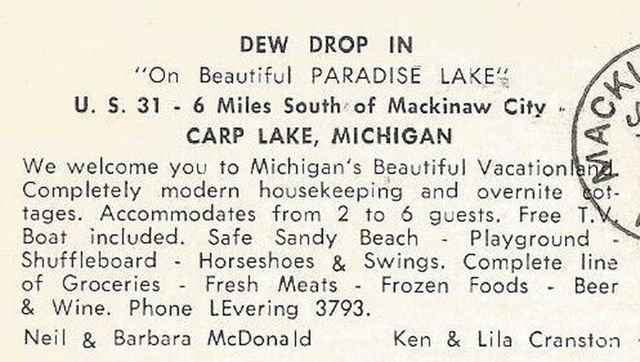 Dew Drop Inn - Vintage Postcard (newer photo)